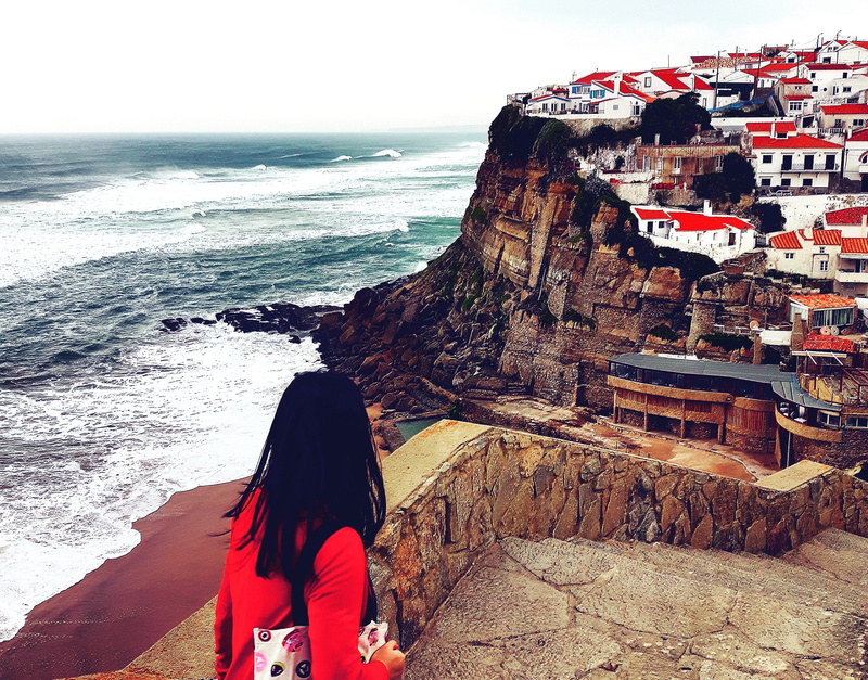 village, outdoors, sea, architecture, beach, red, sky, horizon over water, colares, people, adventure, wave, portugal, lifestyles, horizon, scenics - nature