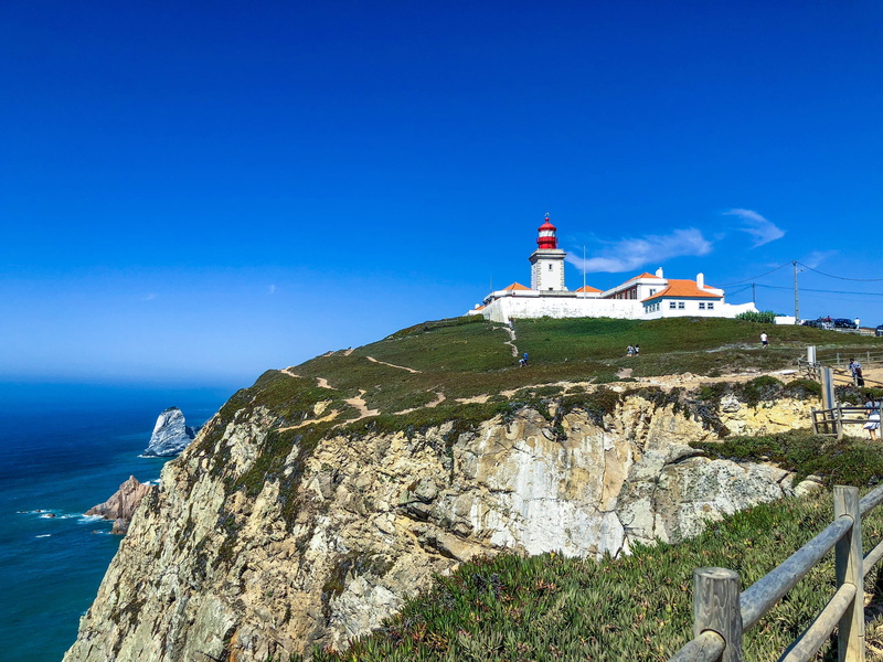 ocean, rock, monastery, nature, land, cliff, portugal, city, colares, 4K, building, built structure, body, beacon, horizon over water, blue, tower, rock - object