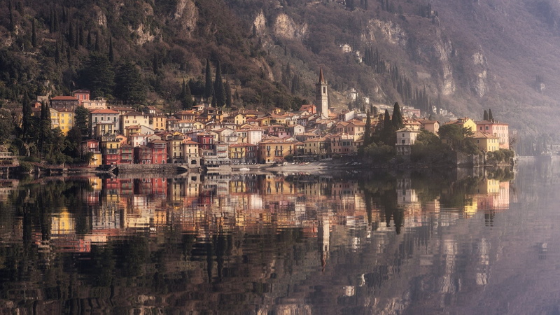 Varenna, House, Towns, 1080P, Lake, Italy, Village, Reflection