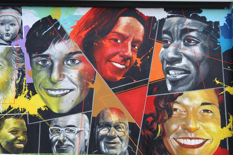 looking at camera, 5K, male likeness, people, expression, men, murals, adult, representation, choice, street art, face, girl, close-up, human representation