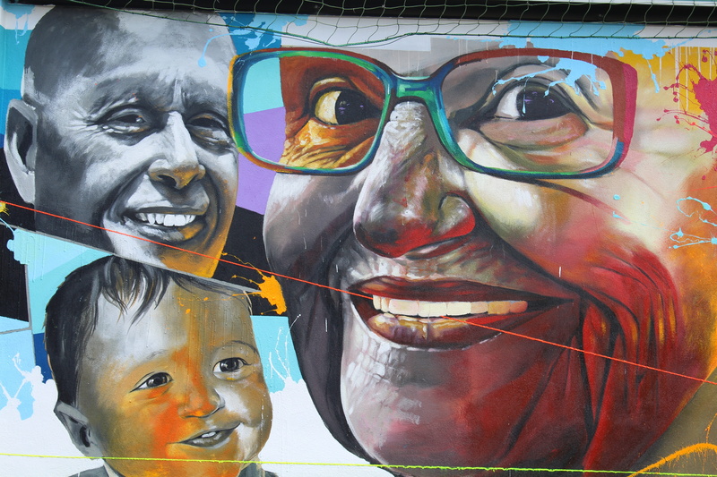 murals, belief, female likeness, art and craft, woman, day, multi colored, creativity, faces, religion, street art, lecco, outdoors, elderly, male likeness