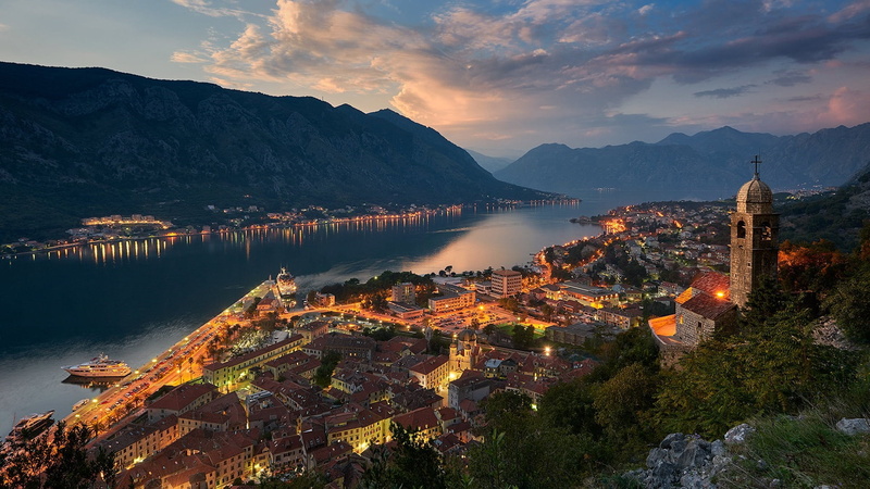montenegro, architecture, nature, mountain range, mountain, cityscape, tree, tranquility, evening, plant, 1080P, tranquil scene, dusk, city, sky, scenics - nature