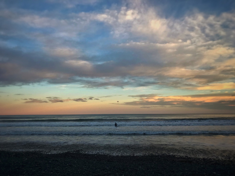 tranquility, land, tranquil scene, horizon over water, motion, surfing, 4K, dusk, waves, beach, idyllic, water, surf, cloud - sky, scenics - nature, sea