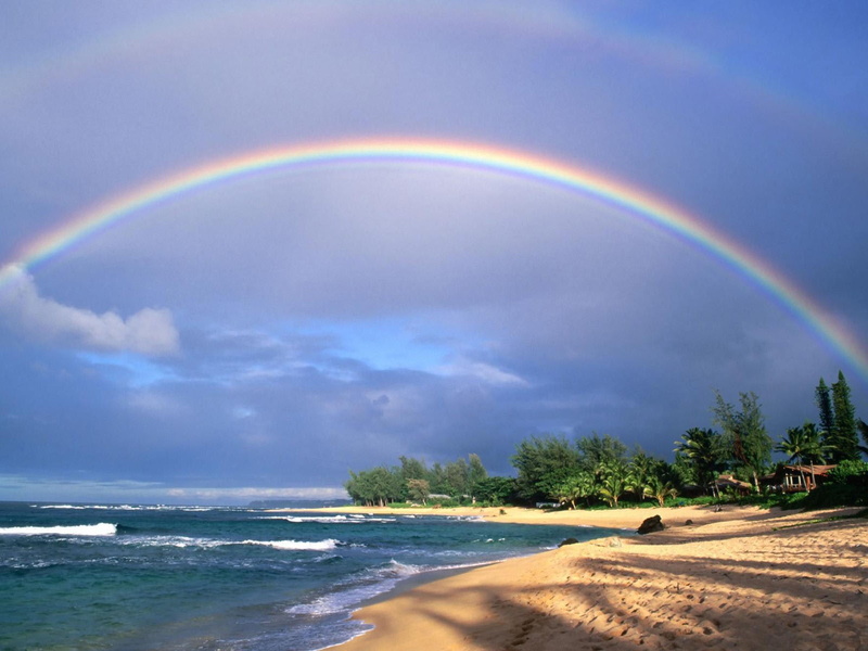 island, tropics, america, over, hawaii, clipart, blue, kauai, rainbow, double, 720P, sea, best, nature, coast