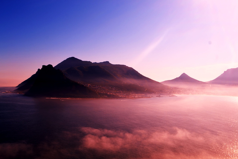 nature, body, purple, cape town, tranquil scene, mountain, tranquility, sky, near, dramatic sky, 4K, dusk, glow, red, environment, red sky, land, outdoors