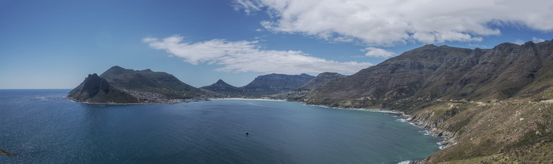 environment, tranquility, nature, pano, panoramic, sea, beauty in nature, beach, no people, travel destinations, hout bay, bay, cloud - sky, mountain range