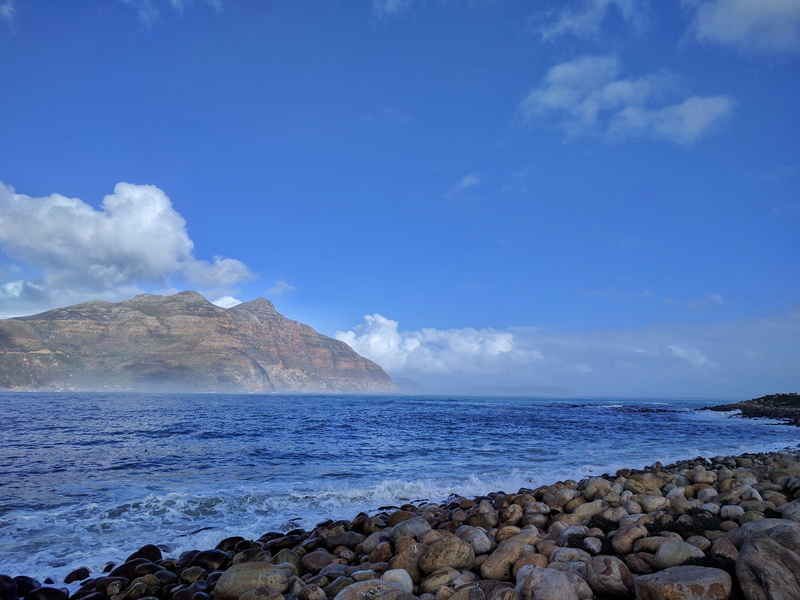 hout bay, sea, beach, horizon over water, sky, south africa, blue, idyllic, land, 4K, cape town, no people, solid, tranquility, water, non-urban scene