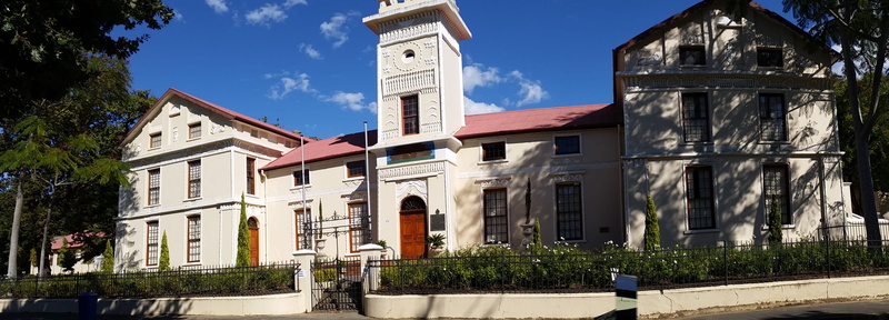 nature, Paarl, city, built structure, urban, apartment, western cape, clock tower, blue, the past, no people, 1858, housing, tower, residential district