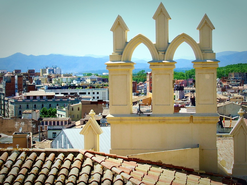 medieval, cityscape, architectural column, catalonia, europe, city, mountain, history, the past, 1080P, rooftop, residential district, mediterranean, outdoors