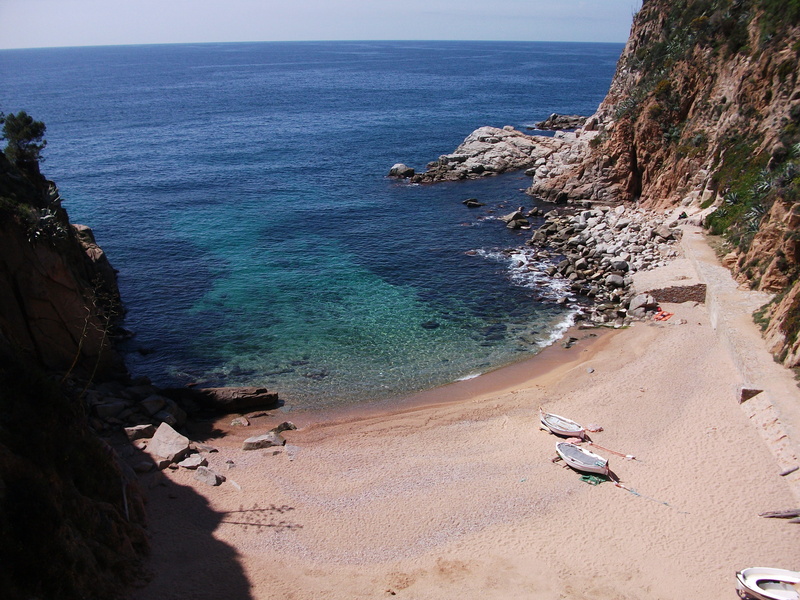 rock formation, land, rock, Spain, scenics - nature, water, tranquility, tranquil scene, beach, beauty in nature, 2K, Tossa De Mar, horizon over water