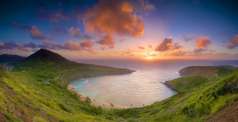 Hanauma, Earth, Sunset, 1080P, Hanauma Bay, Bay, Hawaii, Sea, Seashore, Beach, Rock, Sun