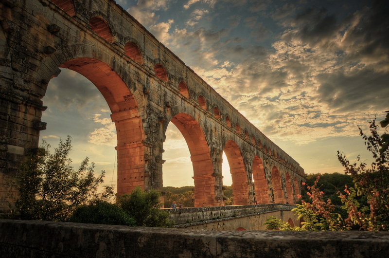 nature, connection, France, architecture, ancient, europe, travel, arch, plant, the past, outdoors, viaduct, bridge - Man Made Structure, ancient civilization
