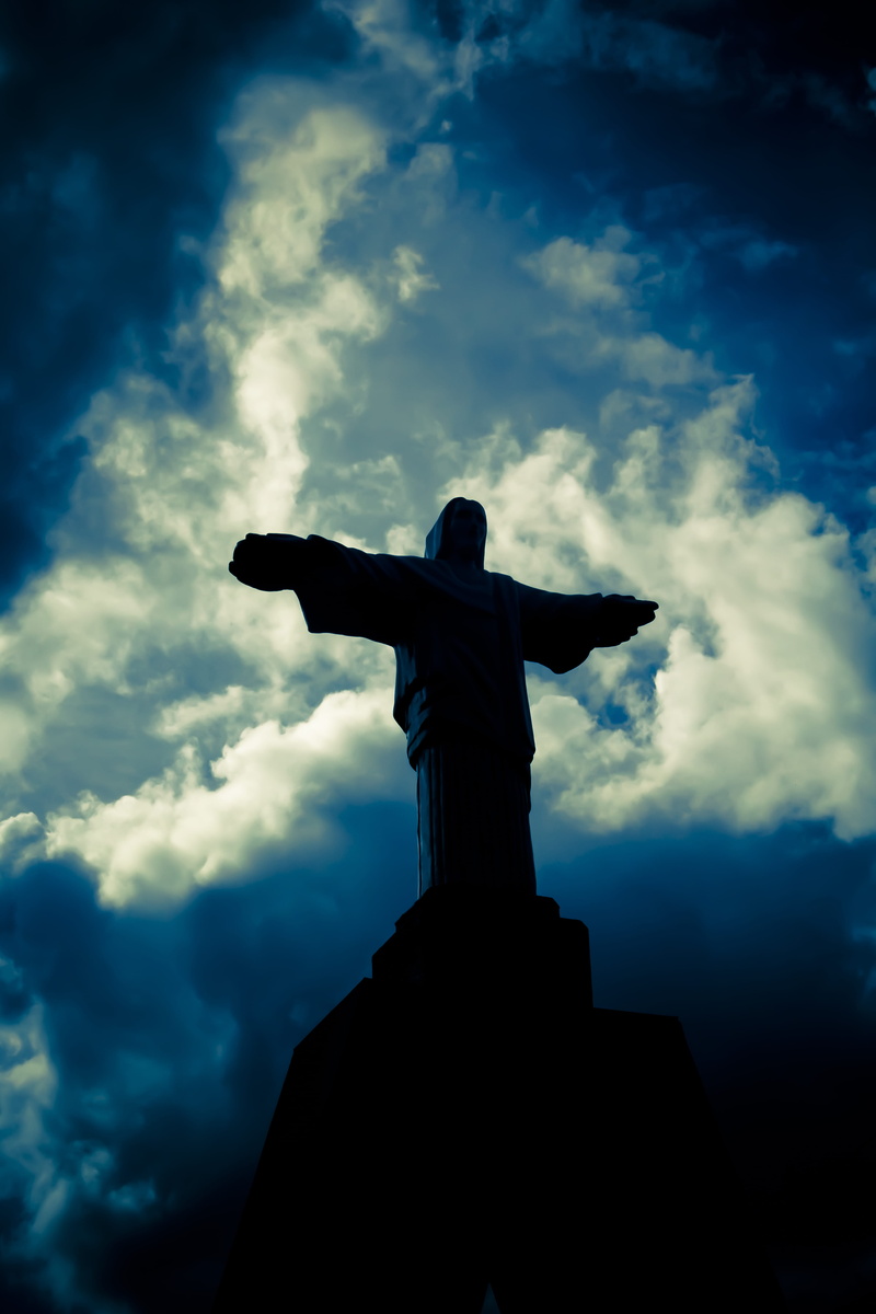 religion, spirituality, 5K, sky, art and craft, redentor, sunset, nature, arms raised, craft, representation, male likeness, rio de janeiro, storm, low angle view
