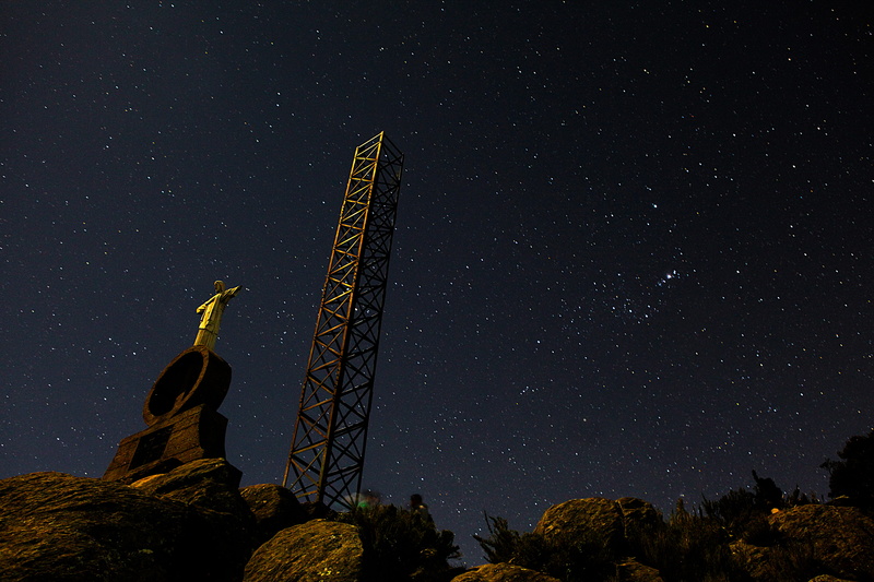 black, long exposure, beauty in nature, outdoors, star, built structure, sky, stars, space and astronomy, infinity, communication, space, cristo redentor