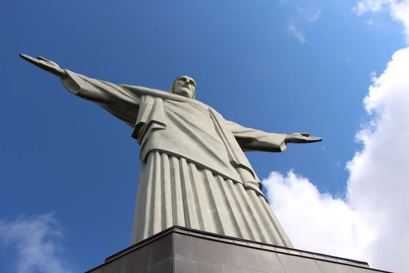 built structure, christ, travel, monument, history, female likeness, landscape, day, redeemer, brazil, blue, clouds, sky, no people, craft, nature, tourist attraction