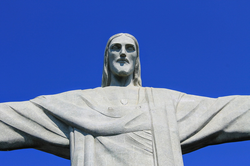 christ the redeemer, representation, cement, 4K, no people, god, blue, jesus, fine art statue, face, architecture, low angle view, clear sky, human representation