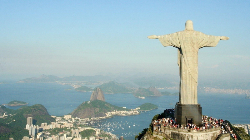 built structure, travel destinations, sky, sculpture, nature, water, mountain, building, spirituality, tourism, rio de janeiro brasil statue christ the redeemer landscape