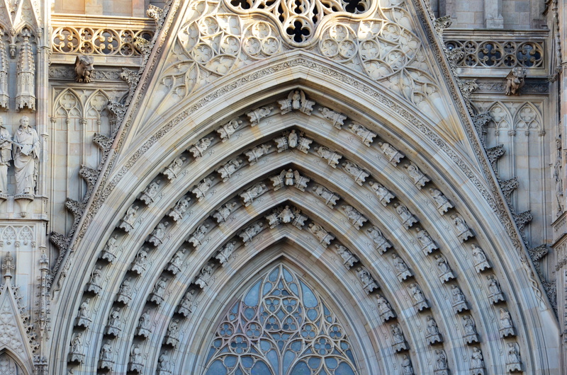 the past, spain, building, Barcelona, gothic style, construction art, place of worship, carving, tourism, Places Of Interest, architecture and art, history