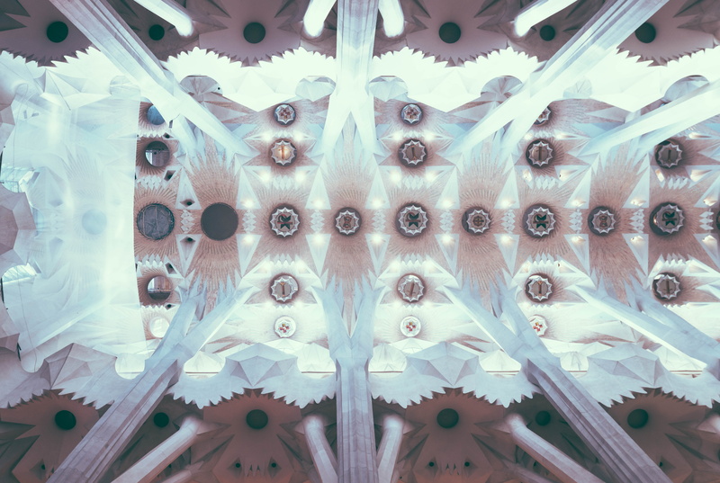 abundance, still life, no people, large group of objects, la sagrada familia, full frame, 8K, variation, church, indoors, symmetry, directly below, iglesia