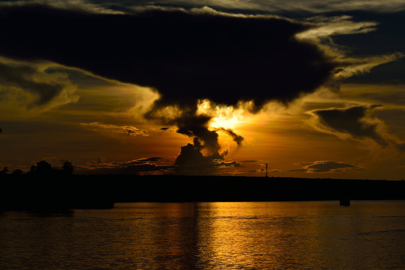 mountain, orange color, dramatic sky, cloud - sky, waterfront, nature, scenics - nature, reflection, heat - temperature, tranquility, sunset, power in nature