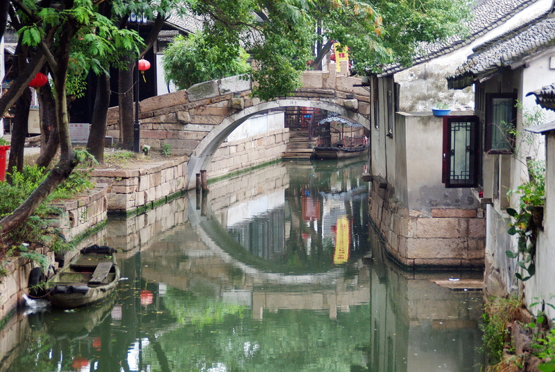 built structure, arch bridge, connection, china, former, canal, 2K, suzhou, plant, body of water, building exterior, transportation, water plan, channel