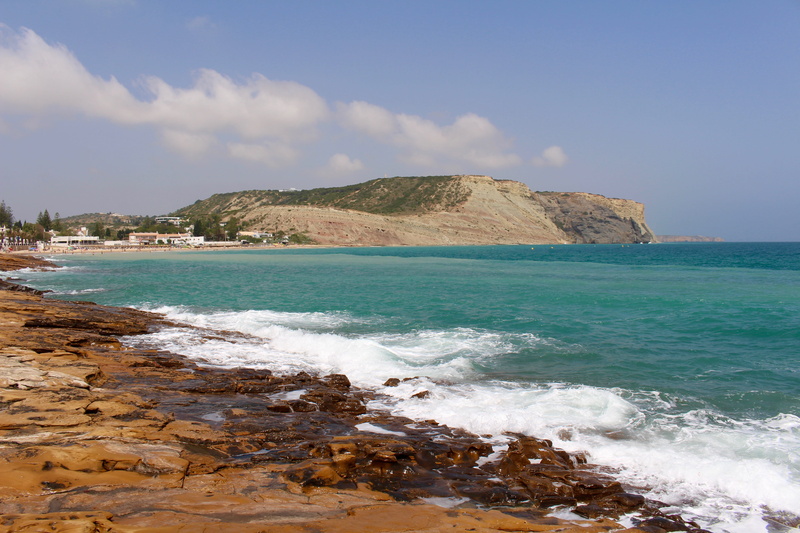 cloud - sky, praia da luz, rocky coastline, sea, motion, tranquil scene, scenics - nature, tranquility, no people, beach, day, outdoors, rock, beauty in nature