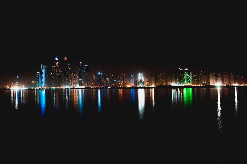 skyscraper, outdoors, urban, urban skyline, bright, 5K, landscape, architecture, united arab emirates, lights, marina, dubai, nature, cityscape, city