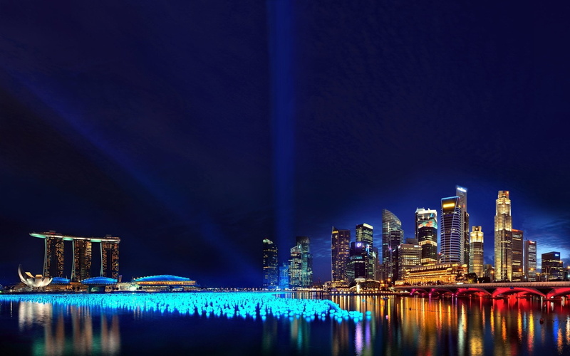 river, no People, skyscraper, united Arab Emirates, 1080P, famous Place, luxury, singapore City, downtown District, bay Of Water, sky, nightlife, building Exterior