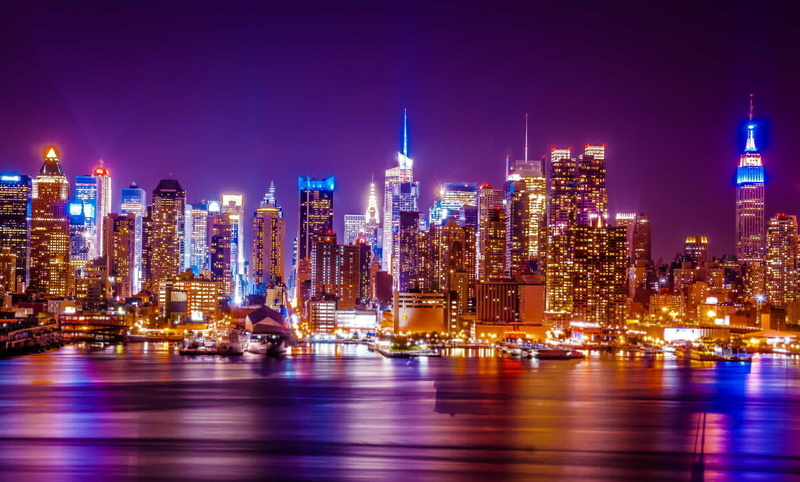 skyline, urban Skyline, illuminated, light - Natural Phenomenon, lighting Equipment, financial District, urban Scene, outdoors, apartment, reflection, travel