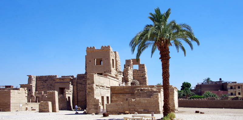 ruin, temple of millions of years, outdoors, nature, day, travel, medinet-habu, egypt, tourism, blue, thebes, wall, belief, history, ramses 3, building exterior