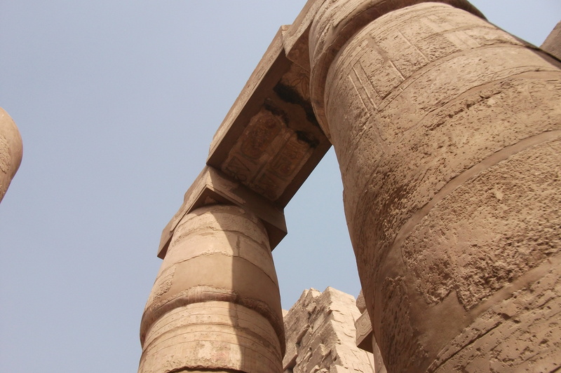 columnar temple, day, archaeology, clear sky, built structure, thebes - Egypt, history, low angle view, architectural column, pillar, pharaoh, travel destinations