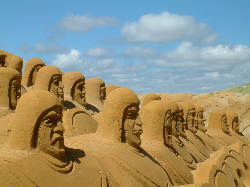 sky, cloud - sky, ancient, sand, representation, beach, architecture, craft, egypt, animal representation, travel Locations, Air, archaeology, art and craft
