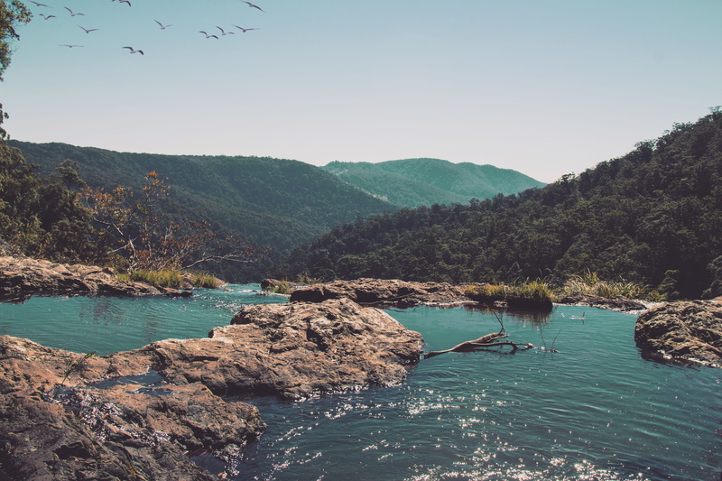 solid, rock, tranquil scene, non-urban scene, scenics - nature, no people, mountain range, australia, tranquility, outdoors, river, sky, mountain, tree