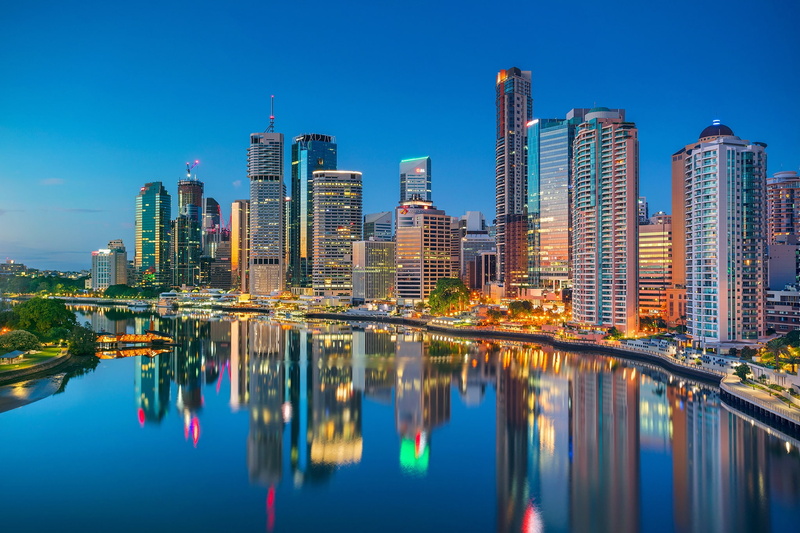 skyscrapers, home, promenade, The Brisbane River, reflection, river, 1080P, Australia, QLD, Queensland, building, Brisbane River, Brisbane