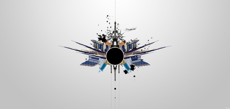 black, Egypt, Dubai, the, building, the plane, eyfeleva tower, screensavers for your desktop, squirt, city, abstraction, purple, pyramid, tower