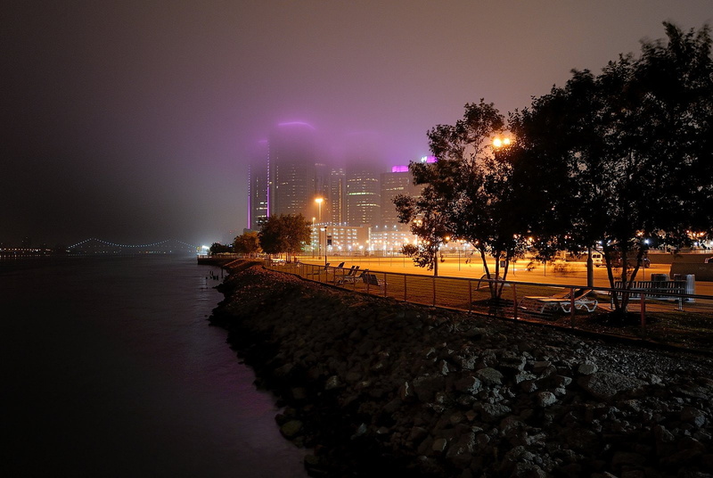 oakland, architecture, storehouses, port, stores, bridges, monorail, downtown, city, cities, jet, night, art, michigan, detroit, towers, buildings, 720P
