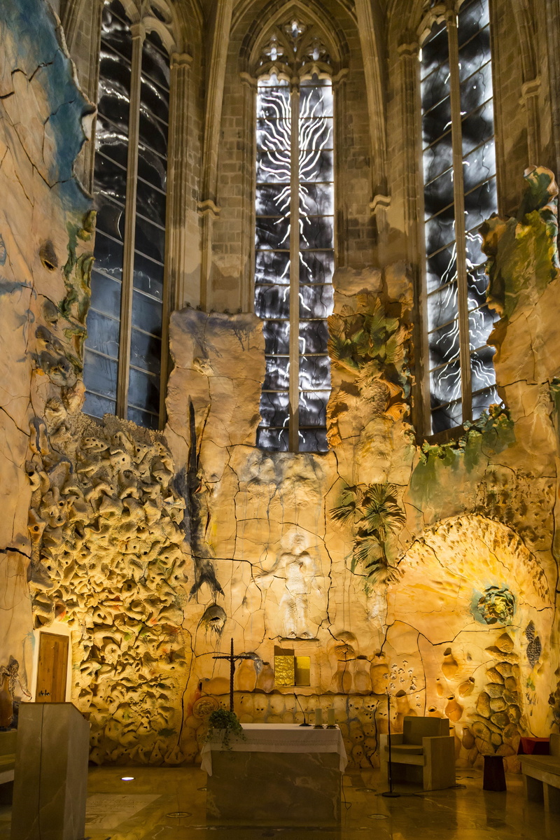 balearic, majorca, religion, low angle view, yellow, lighted, creativity, room, seu, 4K, landmark, place of worship, island, representation, architecture