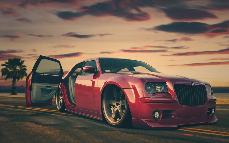 chrysler, custom, cars, 1080P, red, 300c, tuning