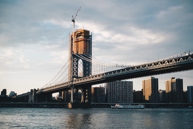 bridge - man made structure, building, city, bridge, modern, financial district, built structure, architecture, skyscraper, travel destinations, water