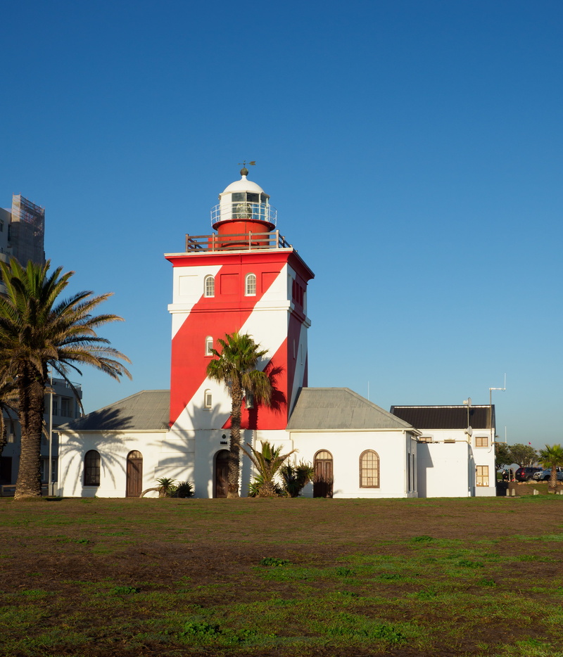 ocean, white, tower, no people, lighthouse, sunlight, light, south africa, grass, blue, place of worship, nature, building exterior, 4K, coastline, coast