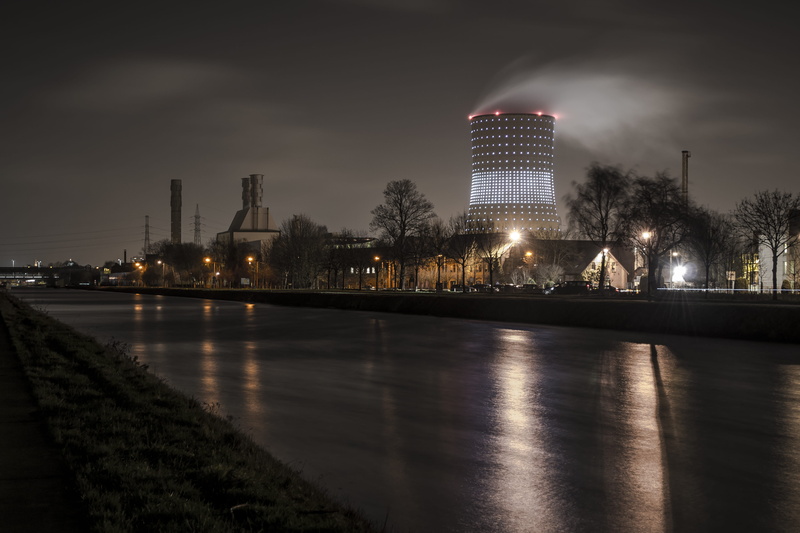 light, belgium, tree, river, 4K, building, built structure, tower, canal, tall - high, nature, illuminated, city, outdoors, night, sky, modern, no people
