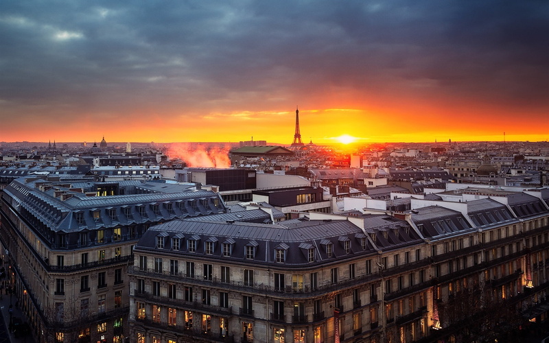1080P, Paris, House, Evening, France, Tower, Sunset