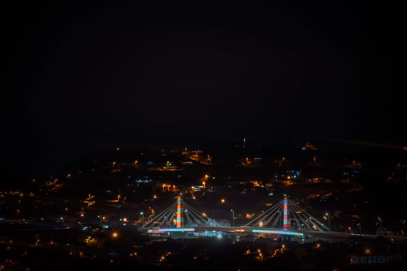 transportation, air vehicle, building exterior, cucuta, airport runway, architecture, high angle view, night, travel destinations, illuminated, city, sky