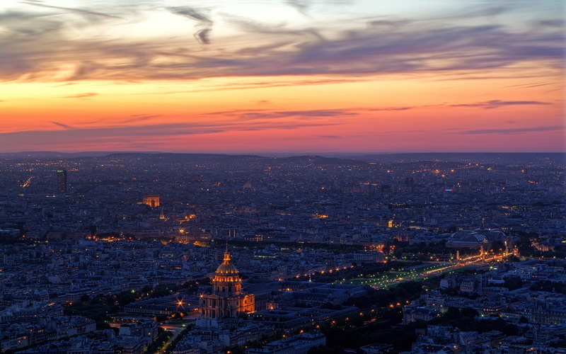 1080P, panorama, city, top view, paris, sunset, sky