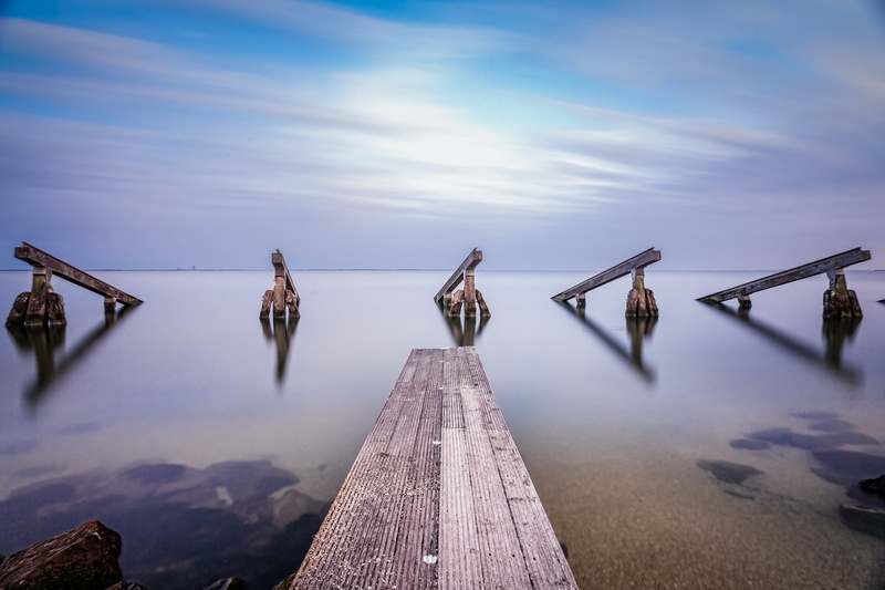 Markermeer, daytime, beside, Landscape, body, marken, lr, body of water, 5K, water, grey, dock, Long Exposure