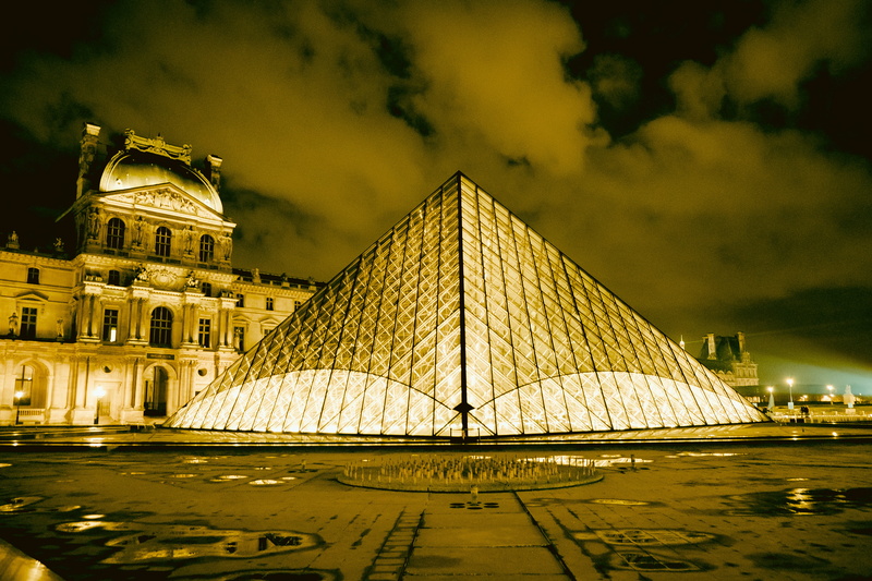 night, water, louvre, 75001, building exterior, paris by night, cour carrée, Île-de-france, travel, france, nature, city, reflection, no people, nuit, pyramide du louvre