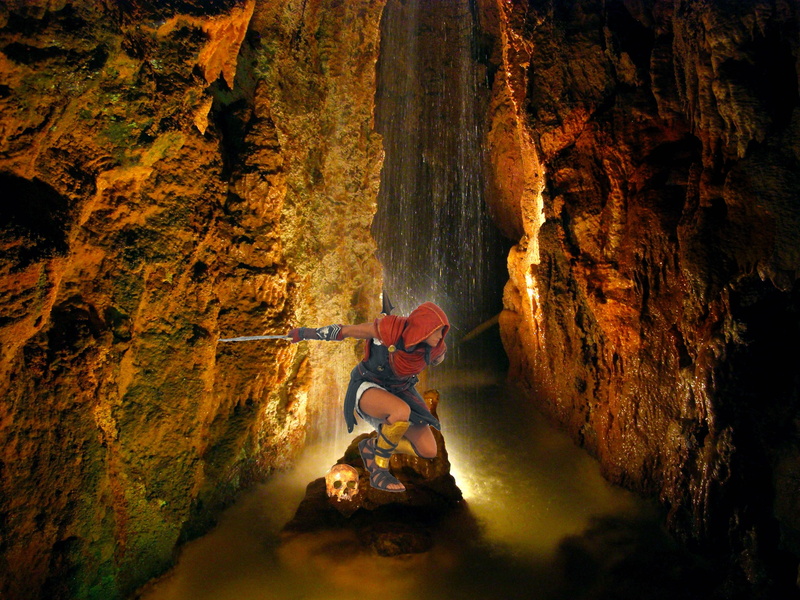 river, mystical, fantasy, land, full length, water, warrior, leisure activity, adventure, light, mysterious, cave, 2K, skull and crossbones, nature, rock - object