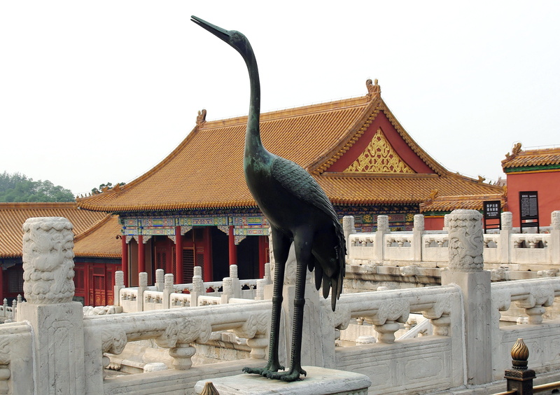 emperor, building Exterior, animal themes, nature, Beijing, palace, architecture And Buildings, crane, buddhism, Forbidden City, one animal, architecture