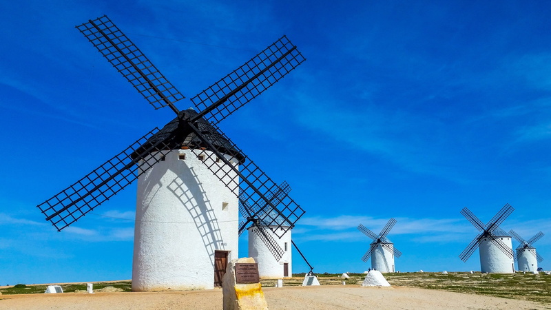 wind power, campo de criptana, rural scene, sky, power, fuel and power generation, stain, time, land, 4K, sustainable resources, renewable energy, alternative energy