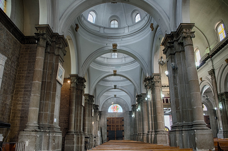 hdr, spirituality, indoors, low angle view, electric lamp, catedral de los altos, arch, church, no people, belief, ceiling, 5K, place of worship, perspective
